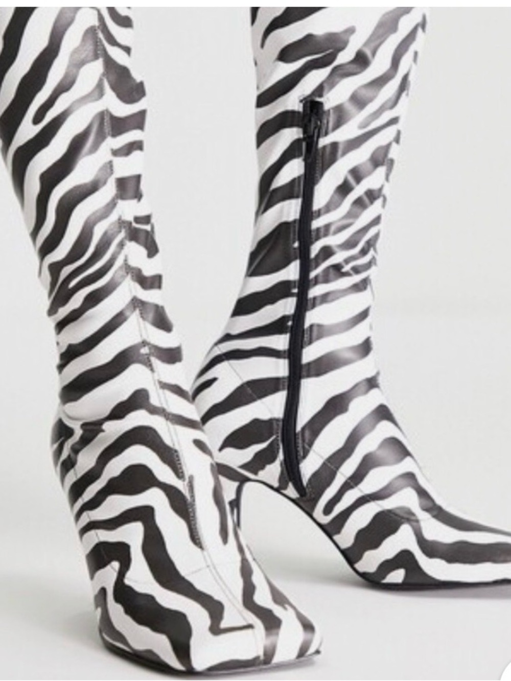 ASOS Zebra-Print Over-the-Knee Boots - Black & White